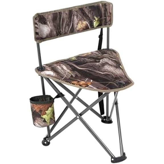 Tripod Hunting Chair for Blinds, Folding Lightweight Portable Fishing Chair for Adults Hunting Stools with Backrest, Golf Chairs for Spectators, Camo