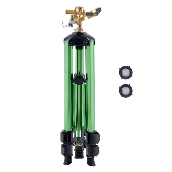 Tripod Impact Sprinkler Brass 3/4" 360 Adjustable Height Green