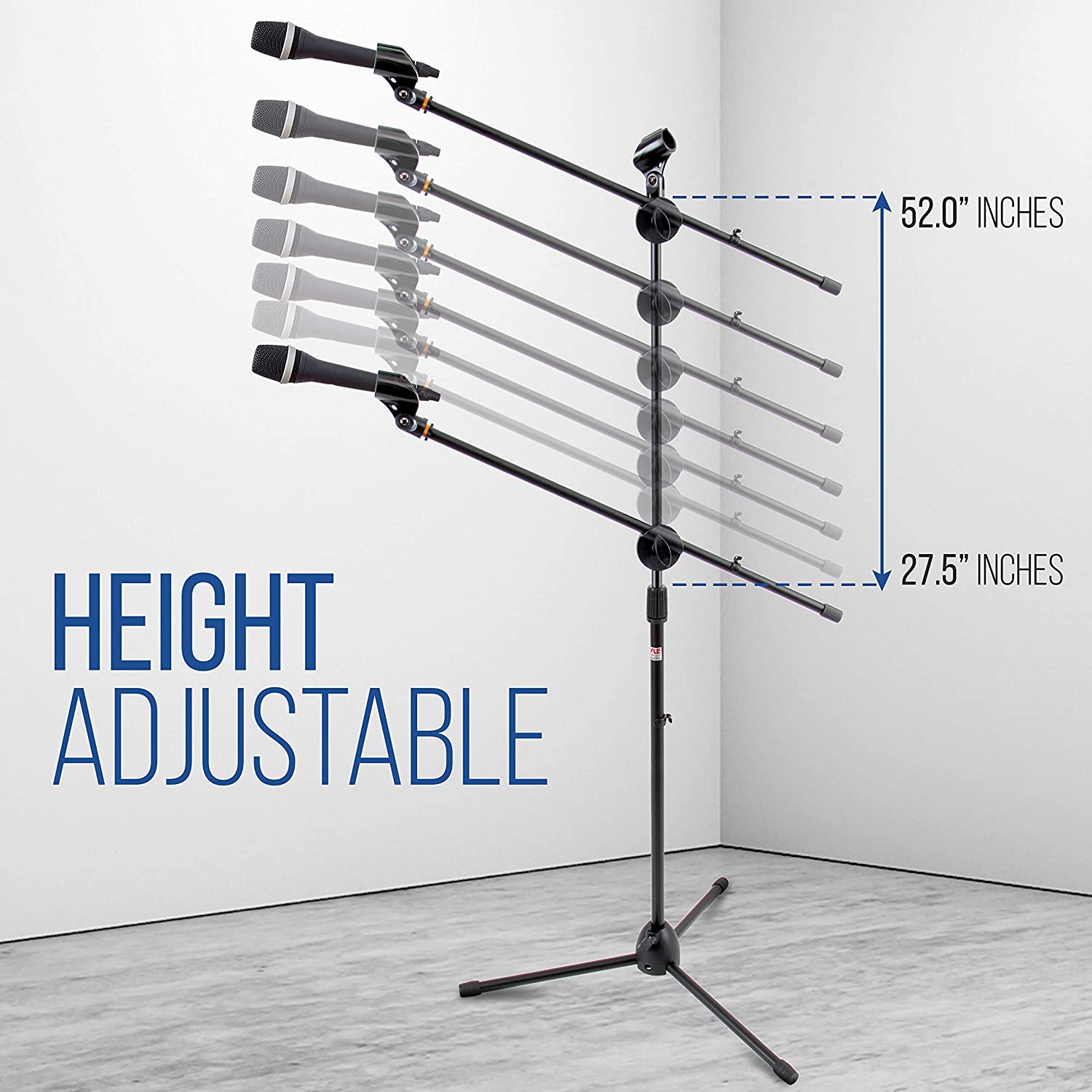 Tripod Microphone Stand Pair - Adjustable Height 27.5 to 52 Inch with Extendable  Arm and Carry Bag for Singers Musicians
