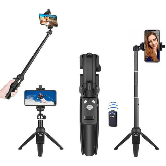 Tripod Monopod Selfie Stick, Long Extendable with Wireless Remote Shutter Control Phone Clip HolderCompatible with iPhone Android Phone