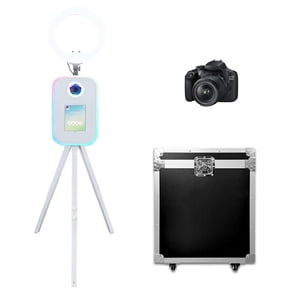 Tripod Photo Booth Machine with Ring Light Compatible with iPad Photo Booth Stand for 10.2"-13" Shell Stand Selfie Photobooth Machine for Events