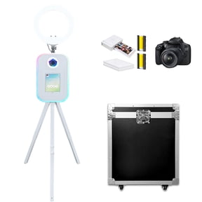 Tripod Photo Booth Machine with Ring Light Compatible with iPad Photo Booth Stand for 10.2"-13" Shell Stand Selfie Photobooth Machine for Events