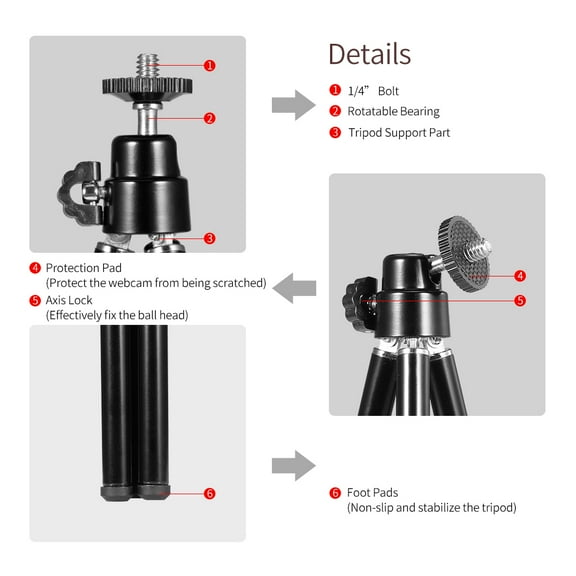 Tripod,Portable Webcam Camera Support Stand Camera Support Stand Table Stand Webcam Camera Buzhi Montloxs Qisuo