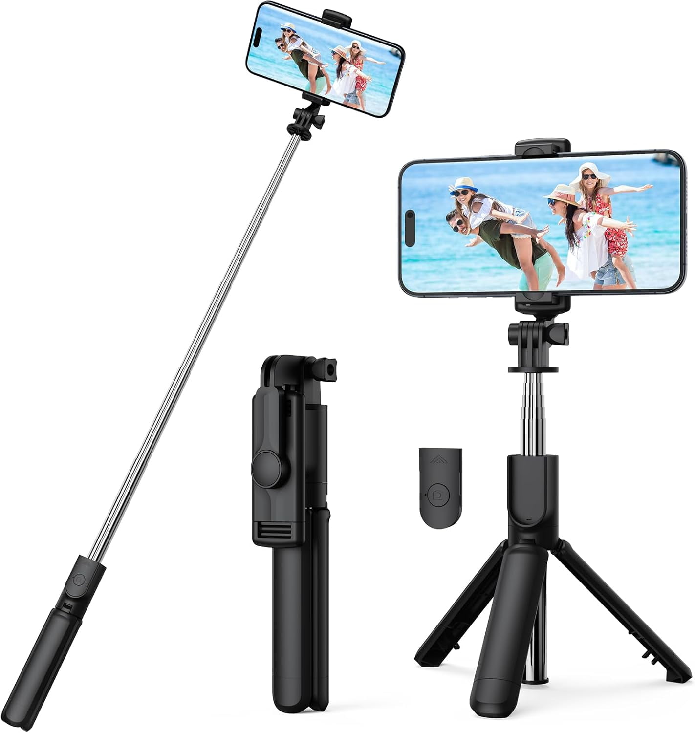 Tripod, Retractable Tripod with Wireless Remote Control, for Photograph, Live Streaming, Video Recording, Compatible with Android, iPhone and More