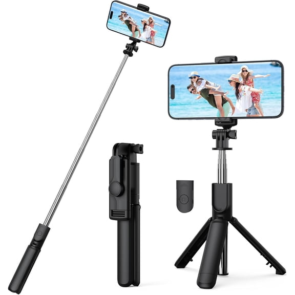 Tripod, Retractable Tripod with Wireless Remote Control, for Photograph, Live Streaming, Video Recording, Compatible with Android, iPhone and More