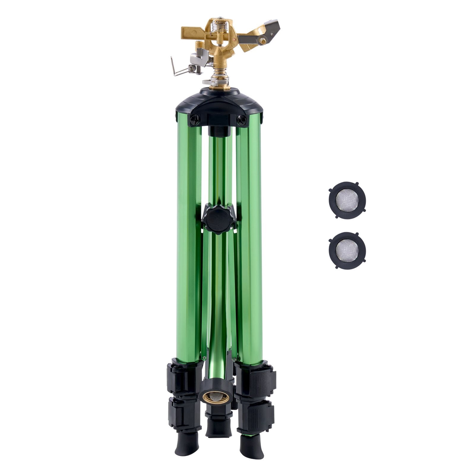 Tripod Sprinkler 42 ft Spray Radius 5539 sq ft Coverage Brass Head 3-Level Height Adjustment for Lawn Garden