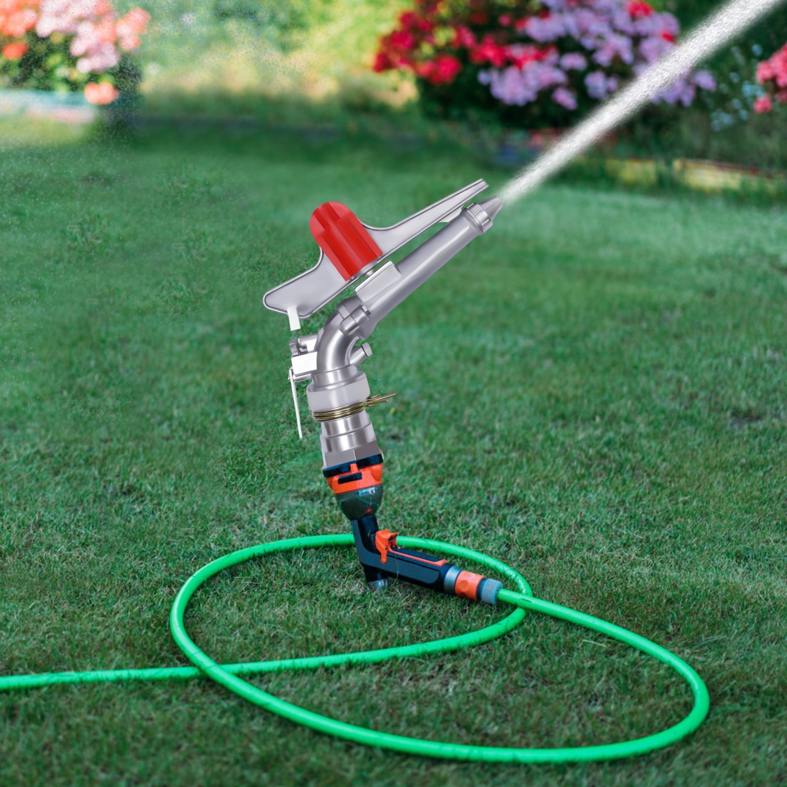 Tripod Sprinkler, Adjustable Irrigation Spray, 65-80m Radius, Zinc Alloy, Efficient Watering for Gardens and Large Areas