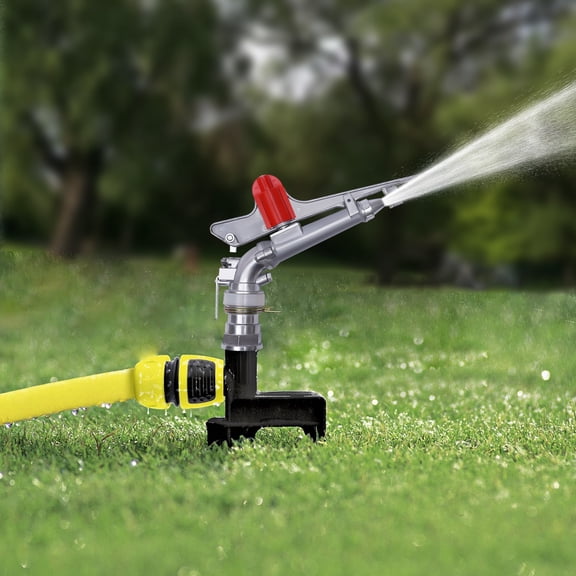 Tripod Sprinkler, Adjustable Spray Gun, 360 Irrigation, Zinc Alloy, 65-80m Radius for Large-Scale Watering Applications