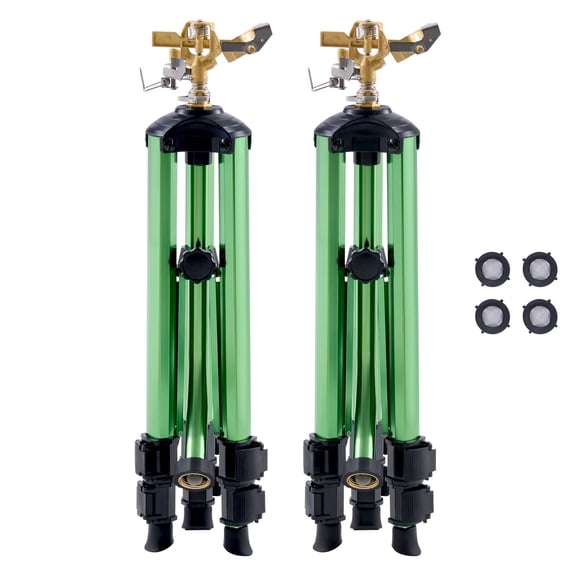 Tripod Sprinkler with 42 ft Spray Radius, Adjustable 0-360 Head, 3-Level Height 17-37", for Lawn Garden Irrigation
