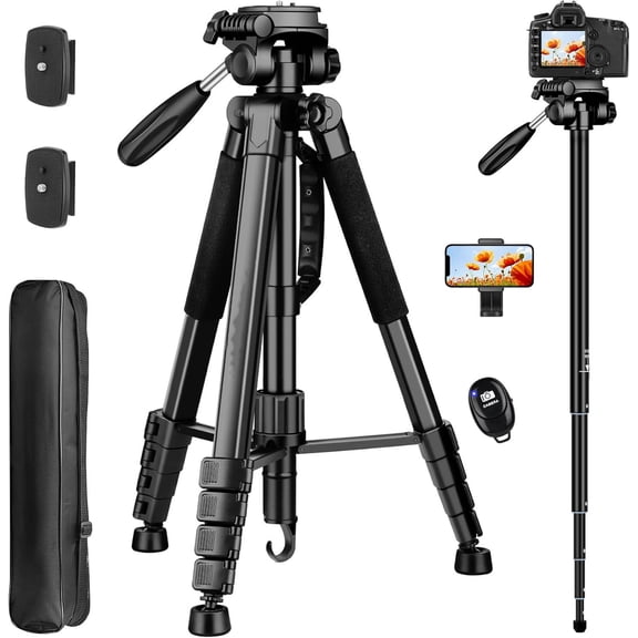 Tripod with Remote, Professional Heavy Duty Compact Stand for Phone, DSLR, Spotting Scope, Telescope, Binocular
