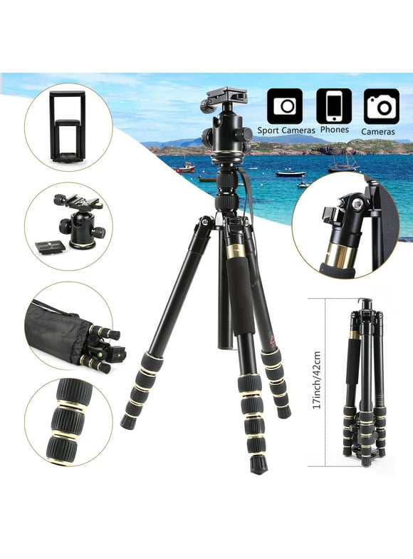 Tripods for Camera, Professional Video Tripod Adjustable 66.9" Monopod for Smartphone, Durable Video Travel Photography 360° Rotatable Aluminum