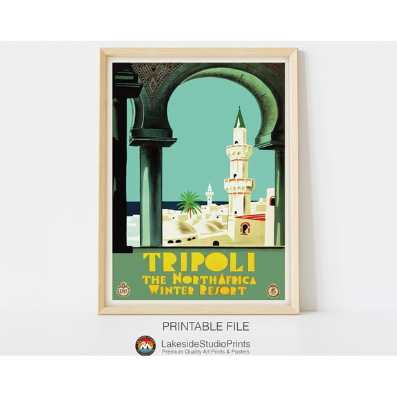 Tripoli Libya Vintage Travel Poster, 12x18 UNFRAMED