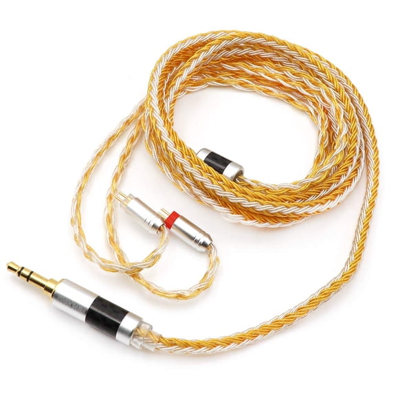 Tripowin Zonie IEM Cable, 16 Core Silver Plated Earphone Upgraded Cords, 1.25m SPC in Ear Monitor Cable for 7hz Zero:2 Orchestra Lite Cadenza Hype4 Supermix4(2pin 0.78mm, 3.5mm)(Gold)