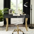 thumbnail image 1 of Tripp Black/Gold Desk - 2 Drawers, High Gloss Finish, Polished Stainless Steel Base, 1 of 9
