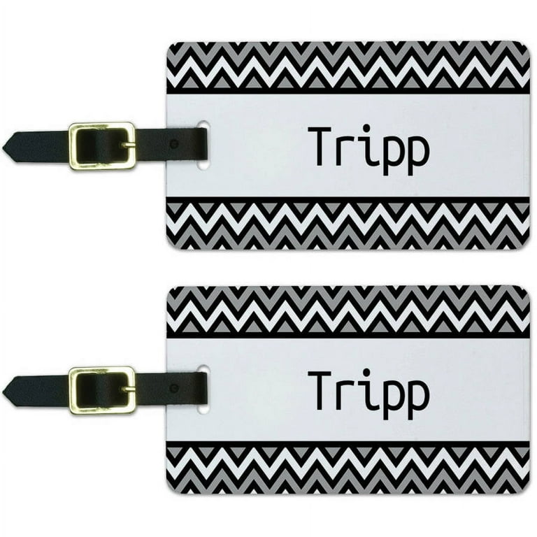 Tripp Black and Grey Chevrons Luggage Suitcase Carry On ID Tags