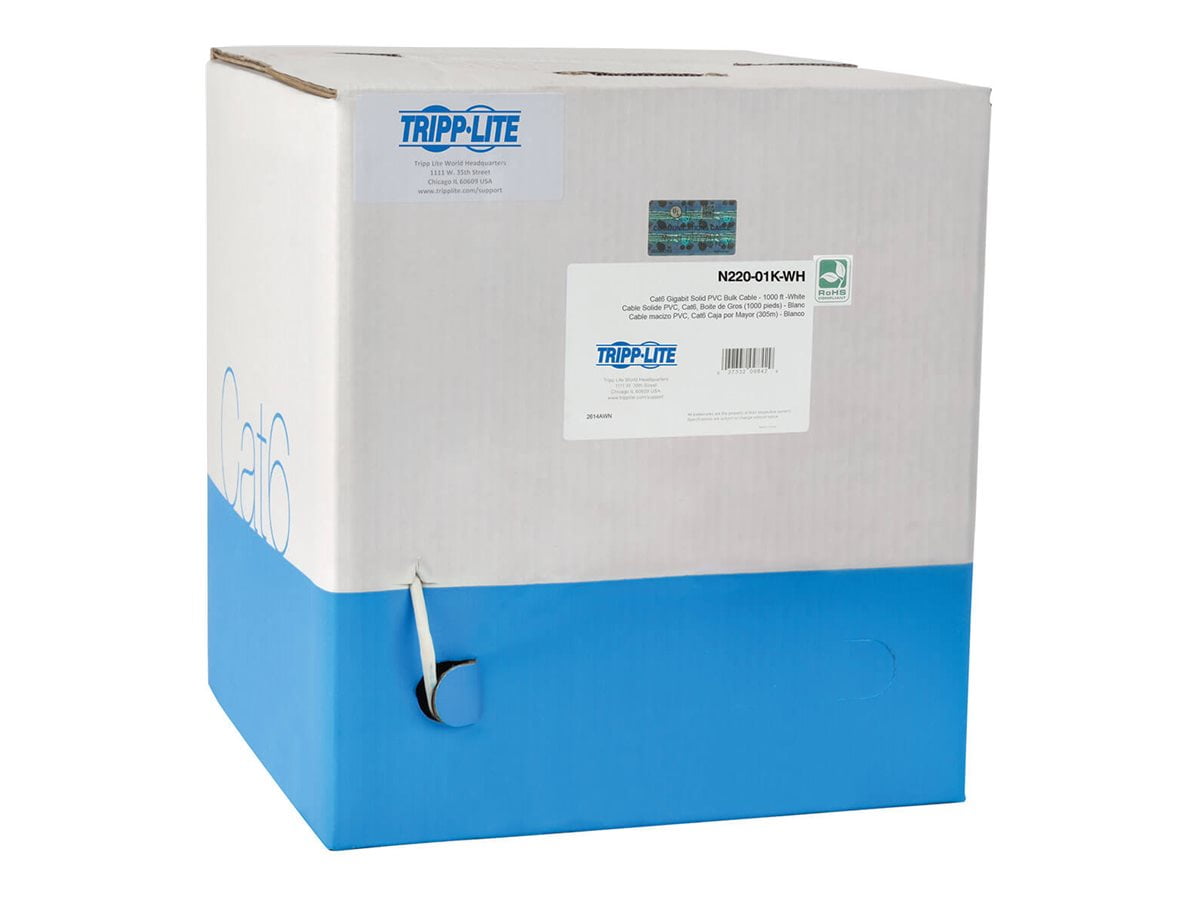 Eaton Tripp Lite Series Cat6 Gigabit Bulk UTP Stranded 24 AWG CMR PVC Cable, White, 1000 ft. (304.8 m) TAA - Bulk cable - TAA Compliant - 1000 ft - UTP - CAT 6 - IEEE 802.3ab/IEEE 802.5 - stranded - white