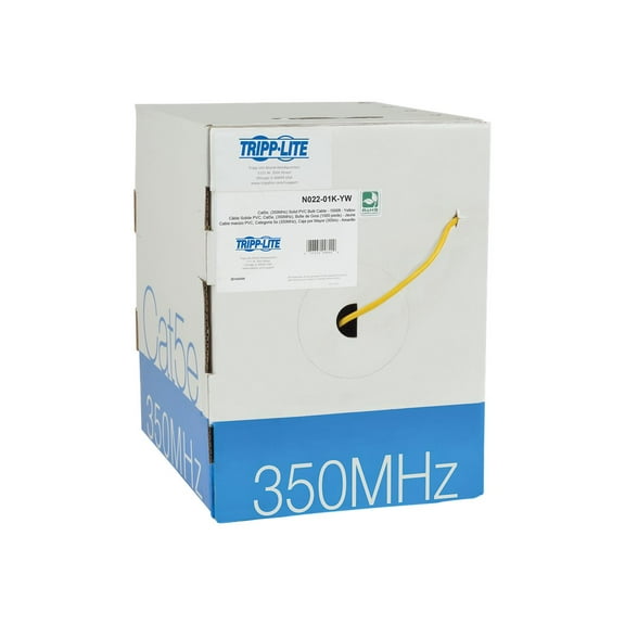 Tripp Lite 1000ft Cat5e 350 MHz Bulk Solid-Core PVC Cable, Yellow