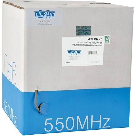 Tripp Lite 1000ft Cat6 Gigabit Solid Core UTP Bulk Ethernet Cable Gray N22201KGY
