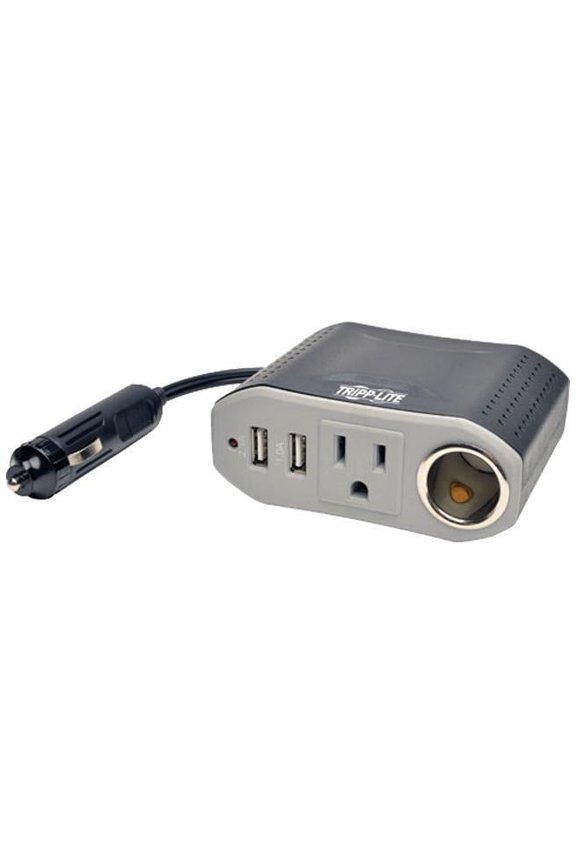 Ultra-Compact Car Inverter 100W 12V CLA 120V 2 USB Charging Ports 1 Outlet - DC to AC power inverter + bat...