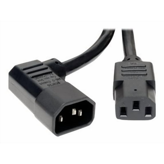Tripp Lite 10ft Power Cord Extension Cable Left Angle C14 to C13 Heavy Duty 15A 14AWG 10' - 15A, 14AWG (Left Angle IEC-320-C14 to IEC-320-C13) 10-ft."