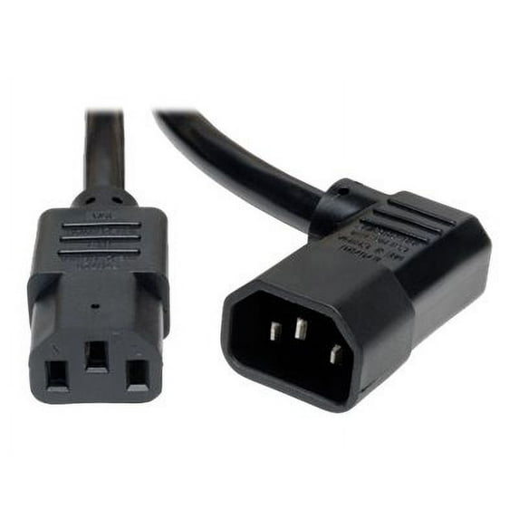 Tripp Lite 10ft Power Cord Extension Cable Right Angle C14 to C13 Heavy Duty 15A 14AWG 10' - 15A, 14AWG (Right Angle IEC-320-C14 to IEC-320-C13) 10-ft."