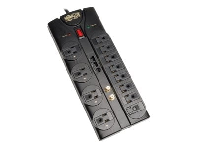 Tripp Lite 12-Outlet Black Surge Protector with Alarm and Data Line Protection