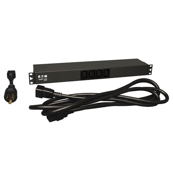 Tripp Lite by Eaton Single-Phase 100-240V Basic PDU, 1.6-3.8 kW, 14 Outlets, C20 with L6-20P Adapter, Detachable 12-Ft. Cord, 1U Rackmount, PDUH20DV