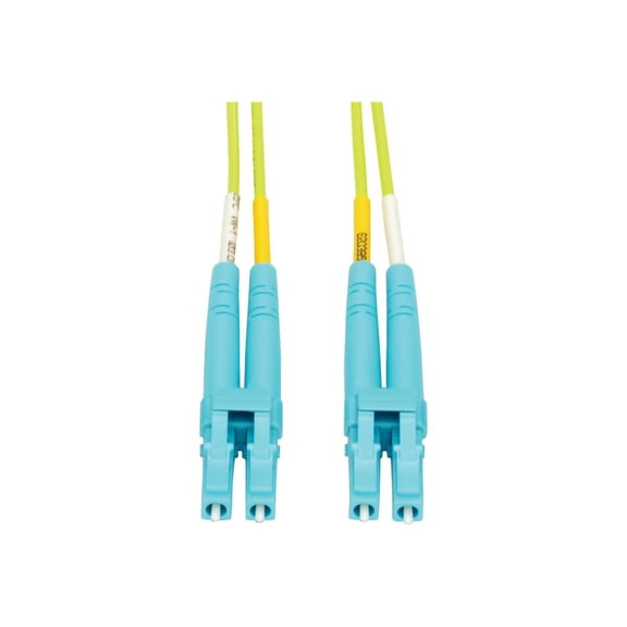 Tripp Lite 15m Duplex Multimode Fiber Patch Cable LC/LC 50/125 100Gb, Lime Green