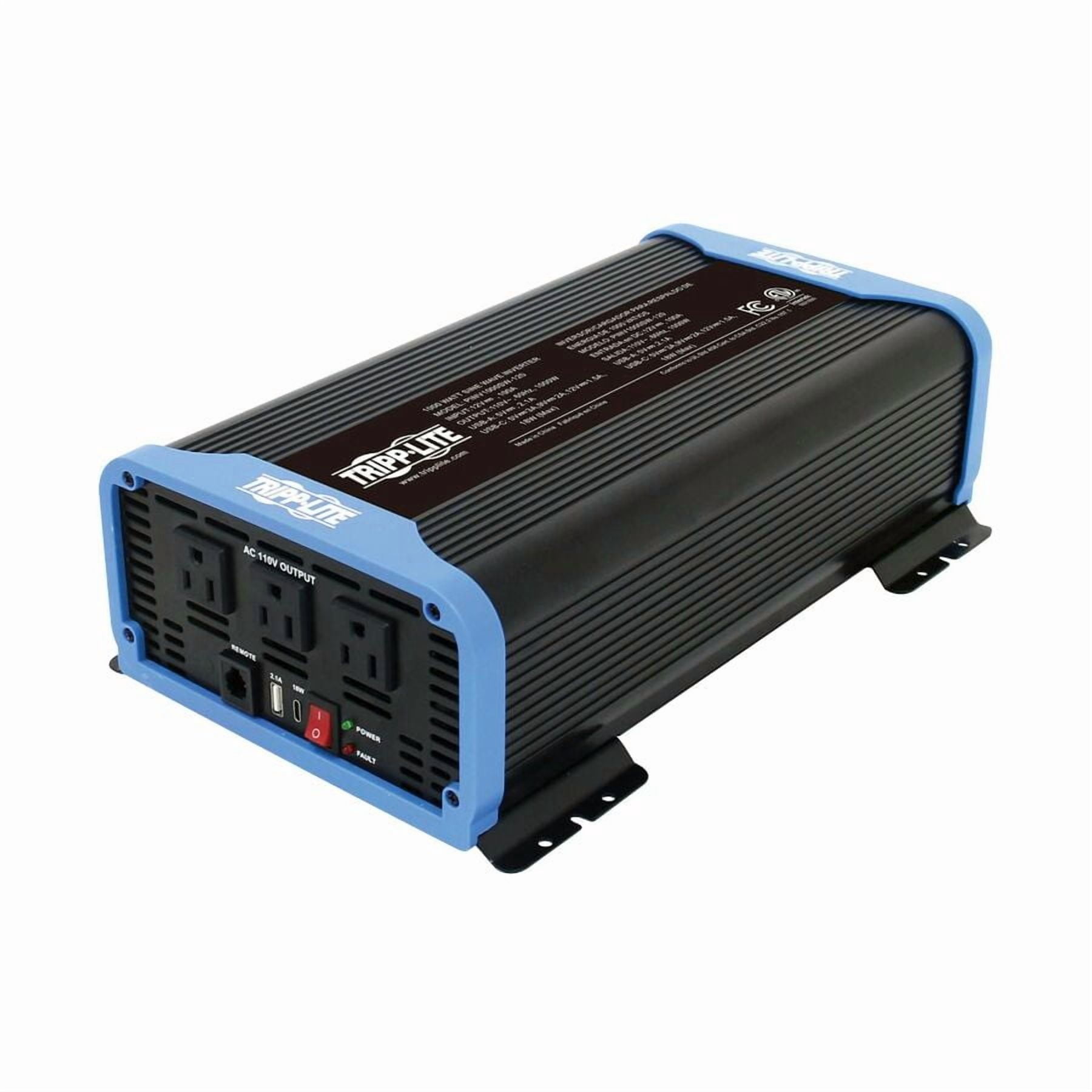 Tripp Lite 1500W Compact Power Inverter - 3x 5-15R, USB Charging, Pure Sine Wave
