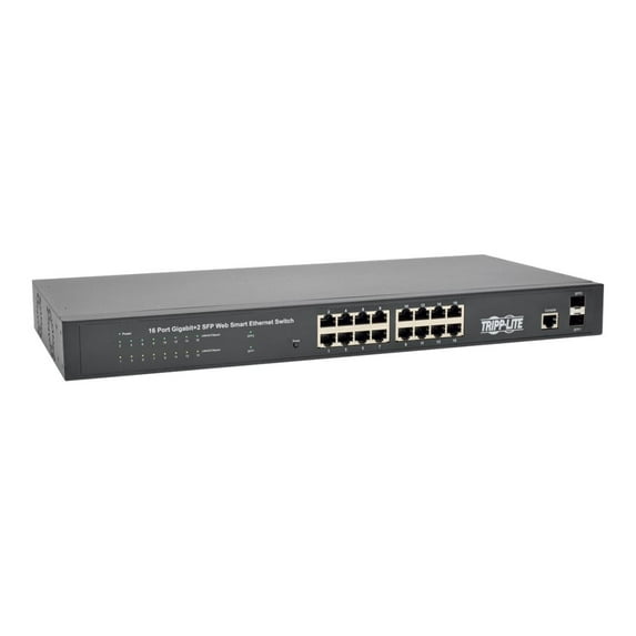 Eaton Tripp Lite series 16-Port Gigabit Ethernet Switch 10/100/1000Mbps, L2 Web-Smart Managed, 2 Dedicated Gigabit SFP Slots, 36 Gbps, Web Interface - Switch - smart - 16 x 10/100/1000 + 2 x Gigabit SFP - rack-mountable - AC 100 - 240 V