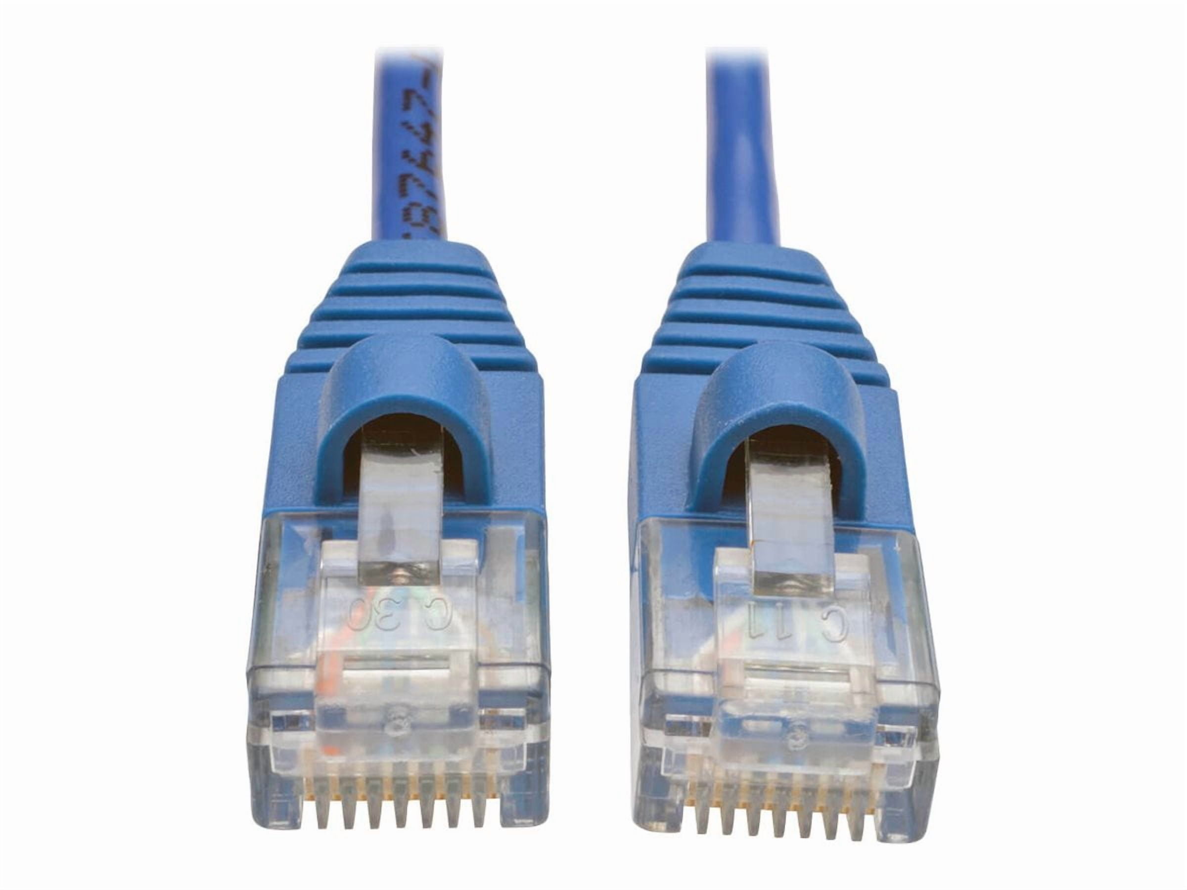 Eaton Tripp Lite Series Cat5e 350 MHz Snagless Molded Slim (UTP) Ethernet Cable (RJ45 M/M) - Blue, 1 ft. (0.31 m) - Patch cable - RJ-45 (M) to RJ-45 (M) - 1 ft - UTP - CAT 5e - molded, snagless, stranded - blue