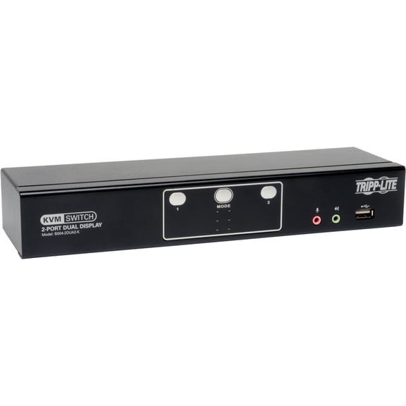 Tripp Lite 2-Port Dual Monitor DVI KVM Switch with Audio and USB 2.0 Hub, Cables Included