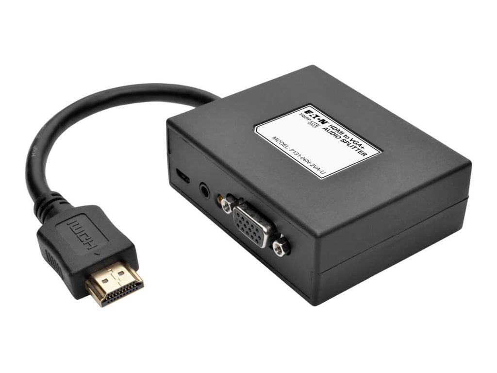 Tripp Lite 2-Port HDMI to VGA + Audio Adapter / Splitter, 1920 x 1440, 1080p (P131-06N-2VA-U)