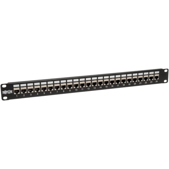 Tripp Lite 24-Port Cat6 / Cat5 Patch Panel STP Shielded RJ45 Ethernet 1U Rackmount TAA (N254-024-SH),Black 24-Port Shielded