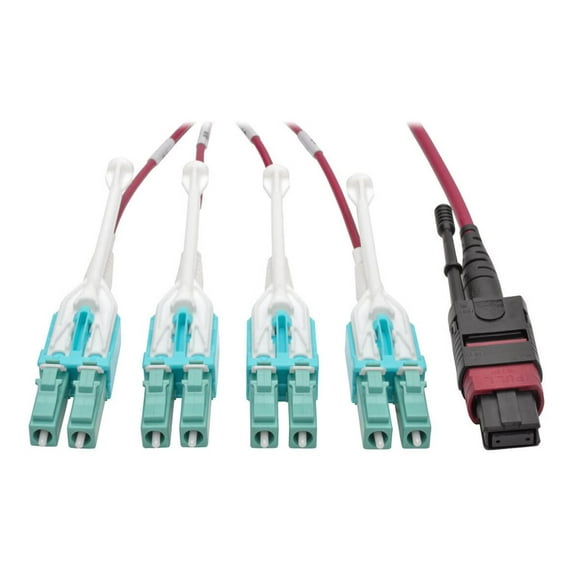Tripp Lite 2M 40 GbE OM4 Plenum-Rated MTP/MPO to 8xLC Fan-Out Patch Cable