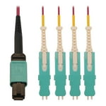Tripp Lite Breakout Multimode Fiber Cable 400G 50/125 OM4, MTP/MPO-PC to 4X Duplex SN-PC for OSFP/QSFP-DD Transceivers, Magenta LSZH, 6.6 Feet / 2 Meters, Lifetime Limited Warranty (N845-02M-4S-MG)