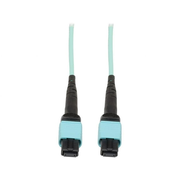 Tripp Lite 3 Meter MTP / MPO Patch Cable, 12 Fiber, 40GbE Aqua OM3 Plenum