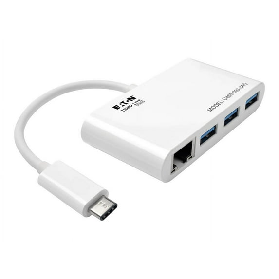 Tripp Lite 3-Port USB-C to USB-A Hub Portable w/ Gigabit Ethernet Port RJ45 (u460-003-3ag)