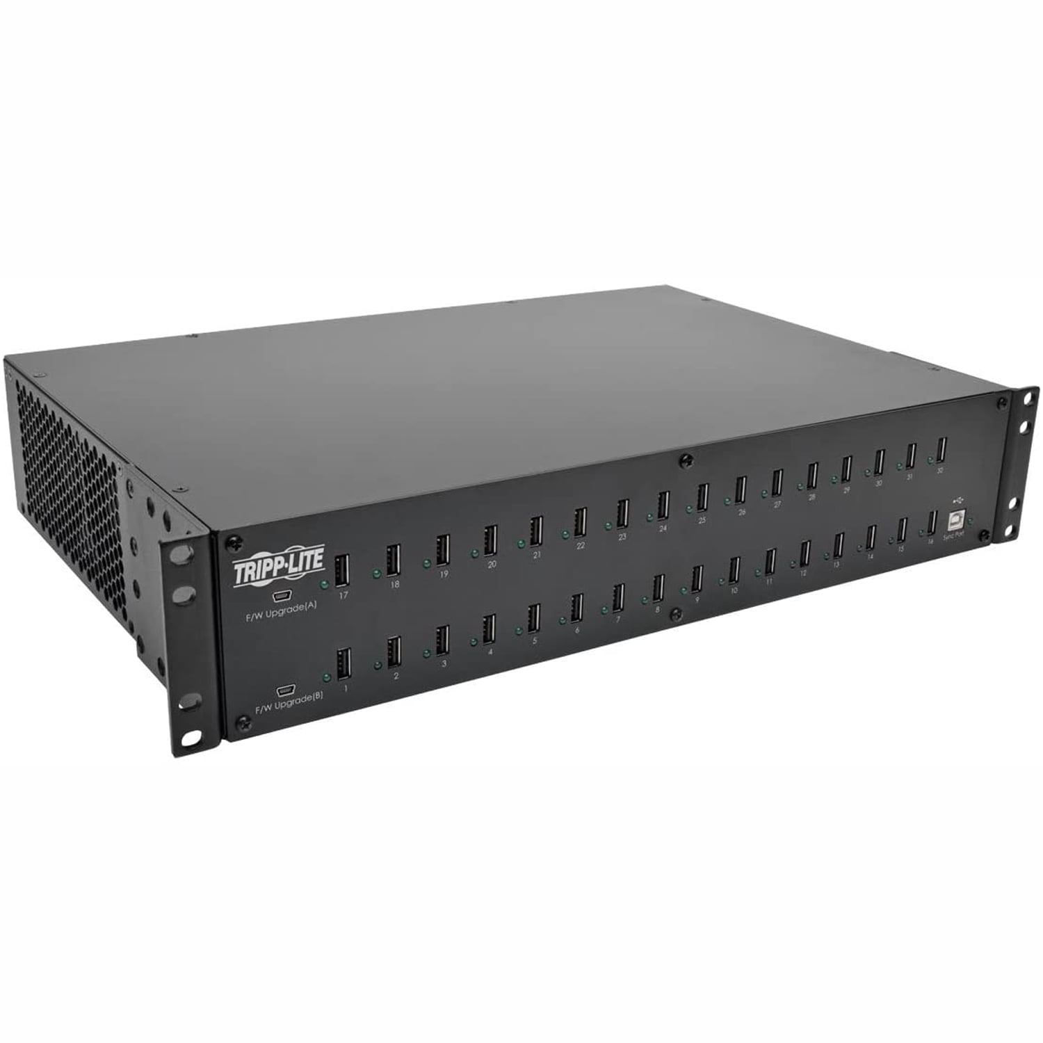 Tripp Lite 32-Port USB Charging Station with Syncing, 5V 80A (400W) USB Charger Output, 2U Rack-Mount