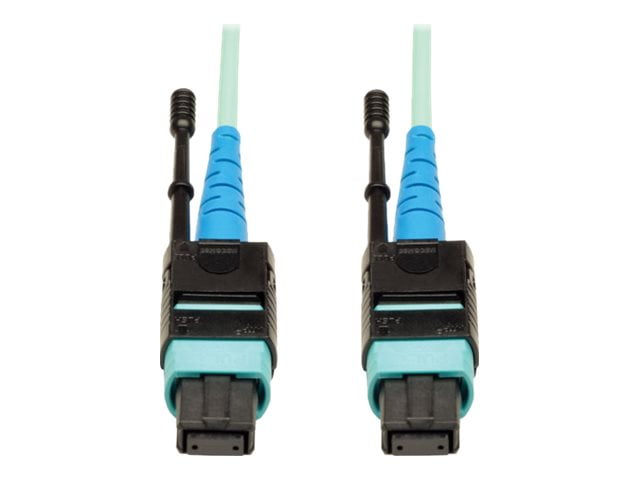 Tripp Lite 33ft 100GbE OM3 Plenum-Rated MTP/MPO Patch Cable - Aqua