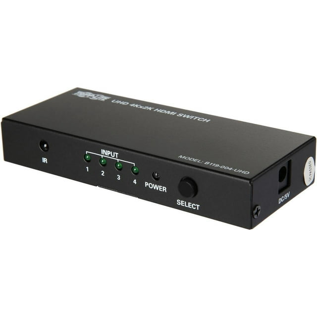 Tripp Lite 4-Port HDMI Switch for Video and Audio, 4K x 2K UHD @ 60 Hz (HDMI F/4xF) with Remote Control (B119-004-UHD)