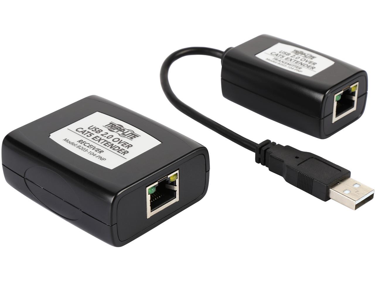 Tripp Lite 4-Port USB 2.0 over Cat5/Cat6 Extender Hub Kit, Transmitter & Receiver, Hi-Speed USB-A Up to 164 ft. (B203-104-PNP) - image 1 of 5