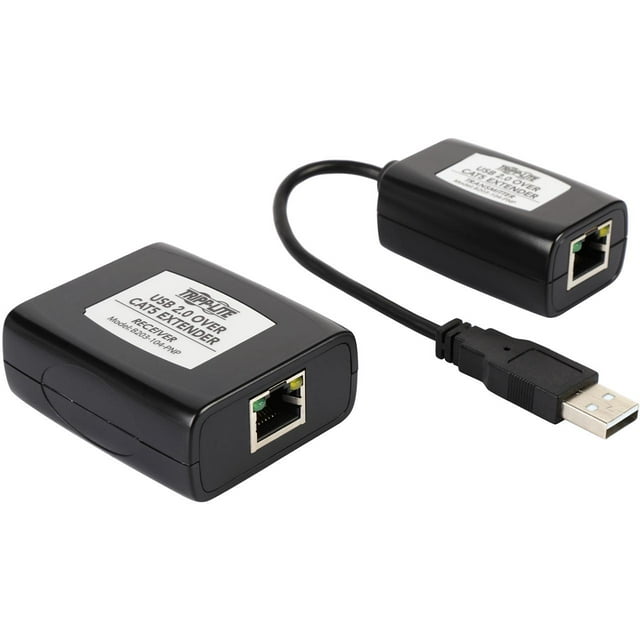 Tripp Lite 4-Port USB 2.0 over Cat5/Cat6 Extender Hub Kit, Transmitter & Receiver, Hi-Speed USB-A Up to 164 ft. (B203-104-PNP)