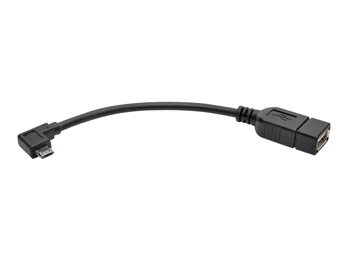 Tripp Lite 6" Micro USB-B to USB OTG Adapter Cable Right Angle White M/F