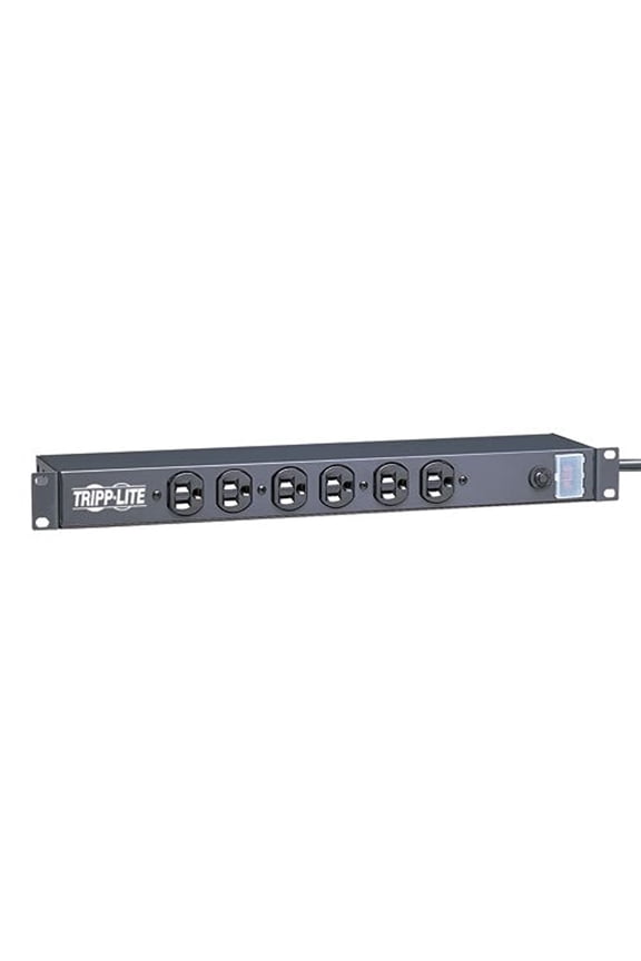 6 Outlet Rackmount Network-Grade PDU Power Strip, Front-Facing, 1U, 15A, 15ft Cord with 5-15P Plug (RS-0615-F) CA2