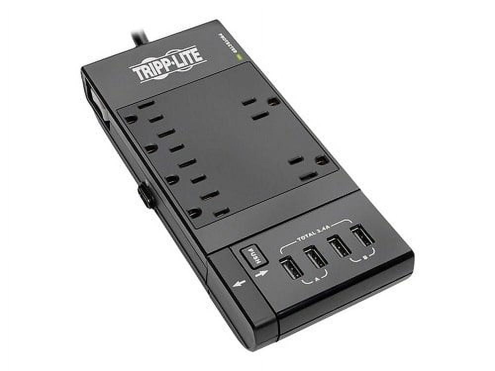 Tripp Lite 6-Outlet Surge Protector Power Strip, 4 USB Ports, 6 ft - Black