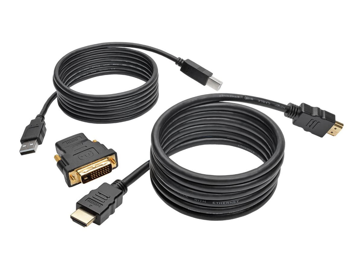 Tripp Lite 6 ft. HDMI/DVI/USB KVM Cable Kit, USB A/B Keyboard Video Mouse (P782-006-DH)