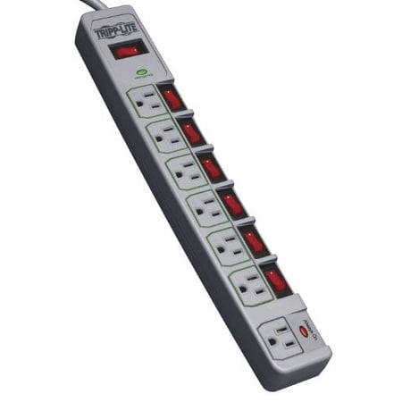 Tripp Lite 7 Outlet (6 Individually Controlled) Surge Protector Power Strip, 6ft Cord, & $25K INSURANCE (TLP76MSG)