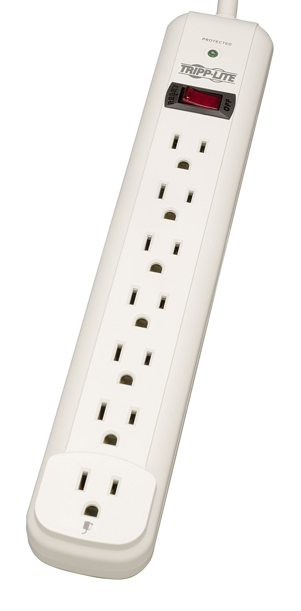 Tripp Lite 7 Outlet Surge Protector Power Strip, Extra Long Cord 25 ft., 1080 Joules, Lifetime Limited Warranty & $25K INSURANCE (TLP725) Light Gray