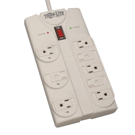 Tripp Lite TLP808 Surge Suppressor, 8 Outlets, 8 ft Cord, 1440 Joules, Light Gray